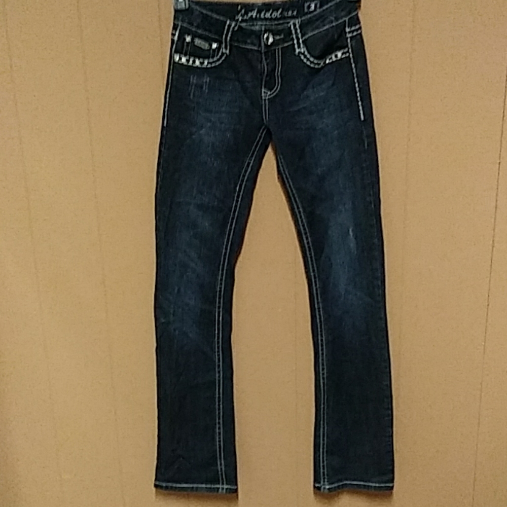 L A Idol women's size 3 embellished jeans 26.5x33